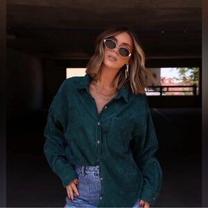 Stylish Pine Green Button Down Shirt